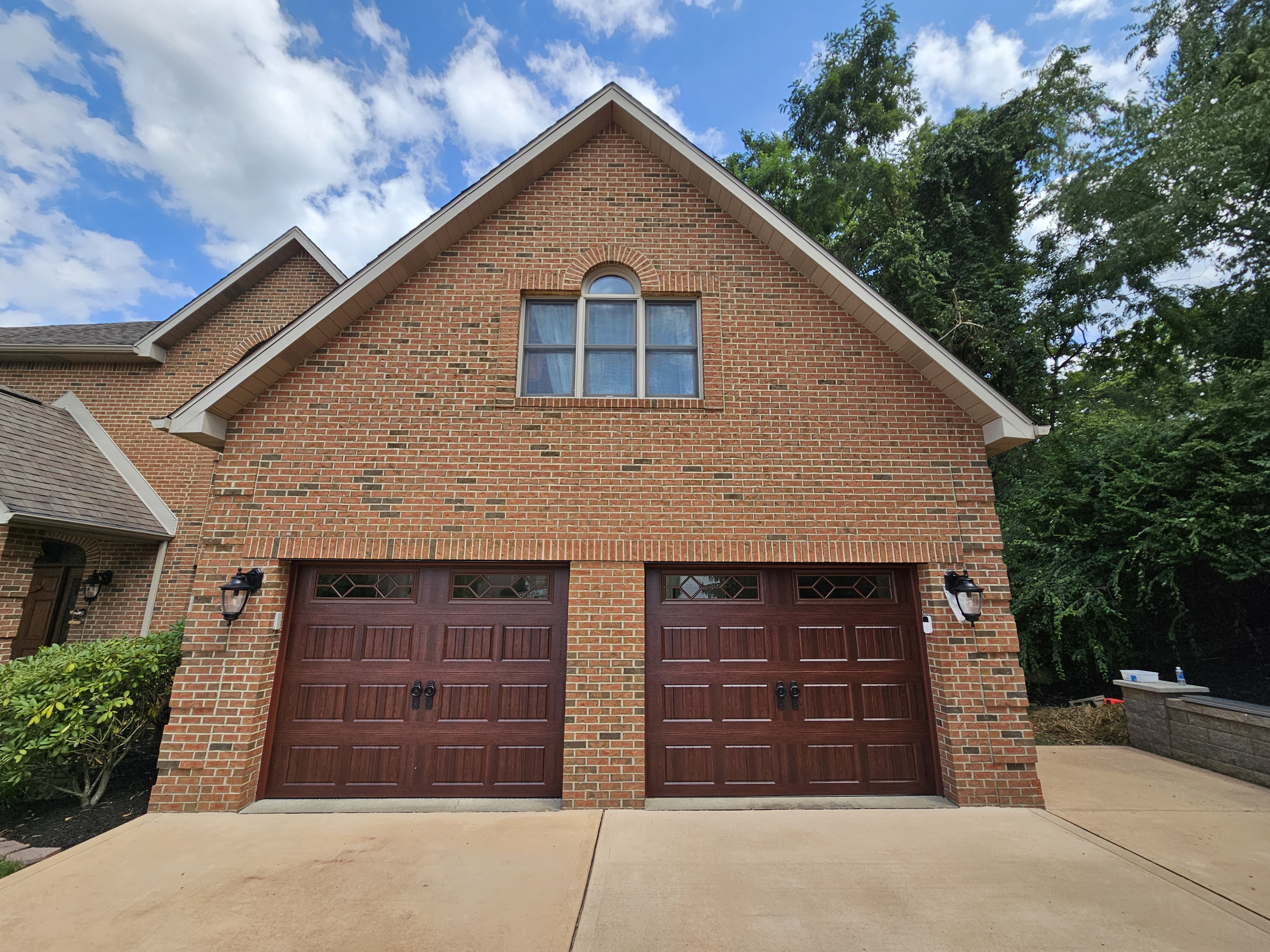 New garage door install in mahogany 