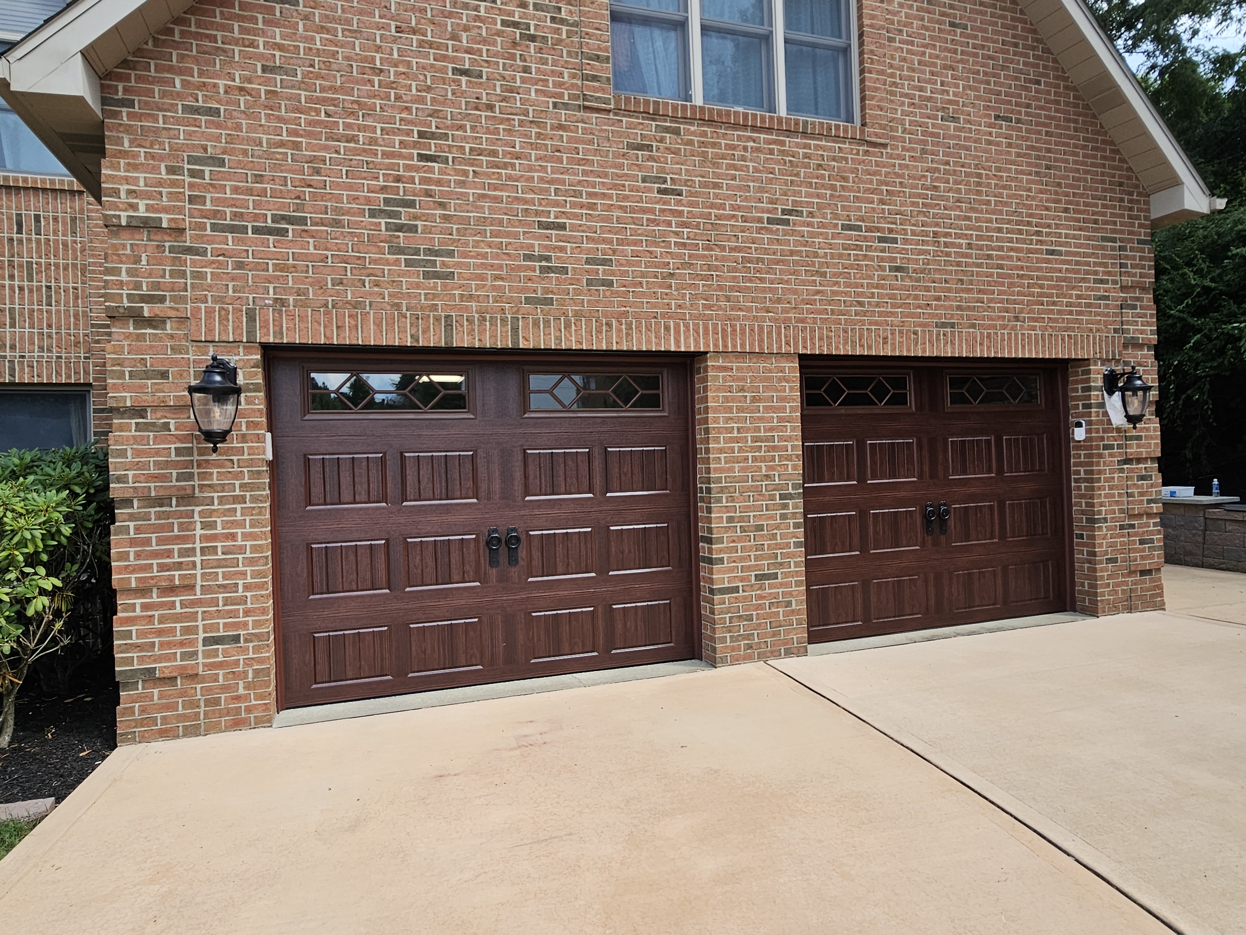 New garage door install in mahogany 