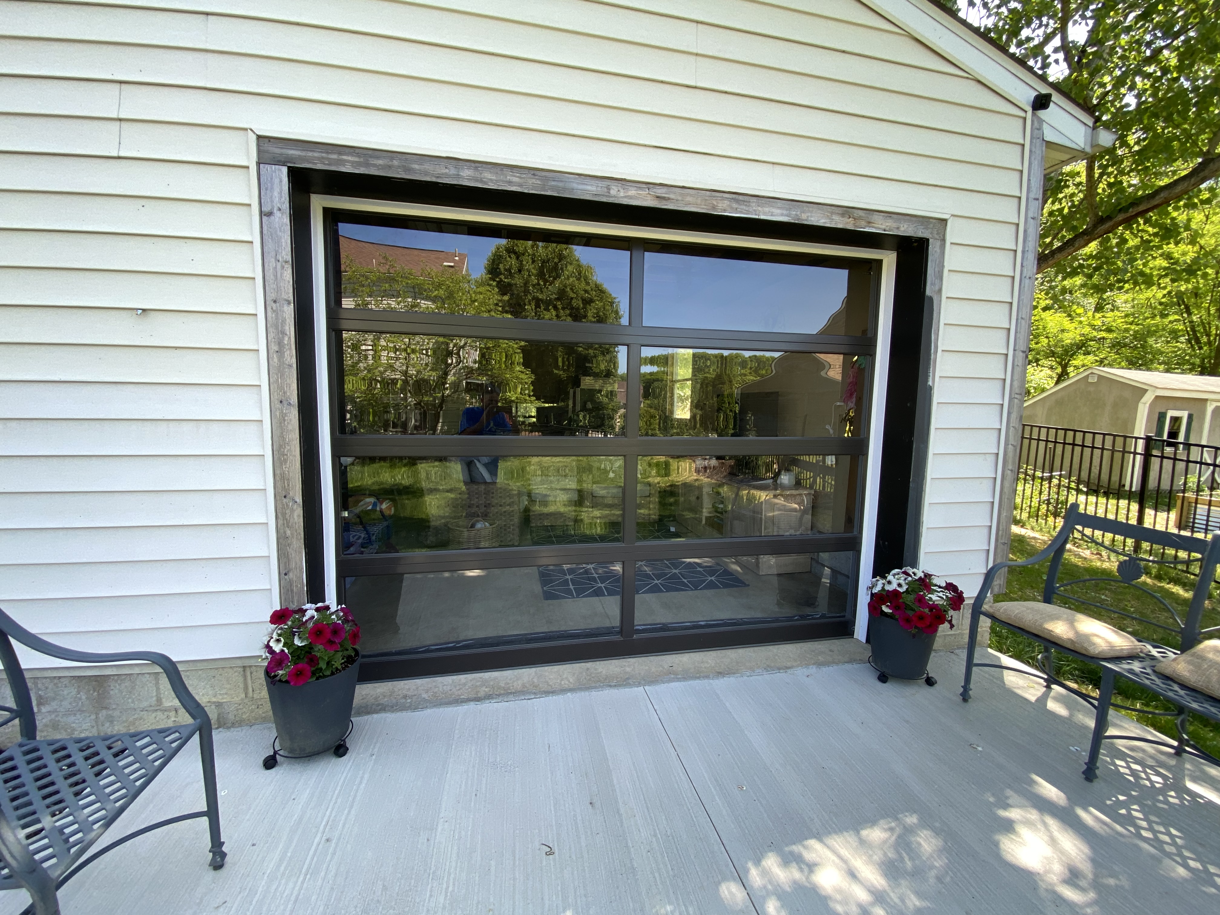 New beautiful garage door install for  pool house