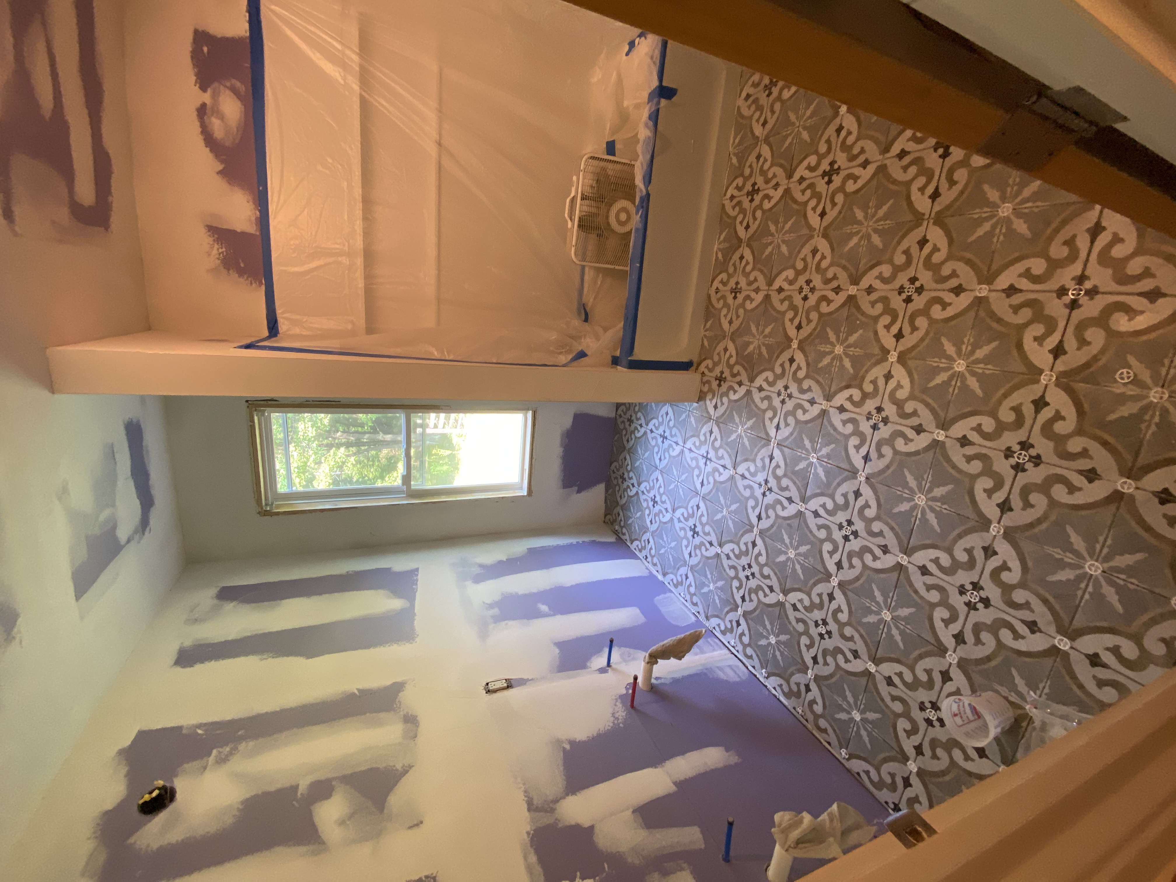 New ceramic tile floor install on this remodel project