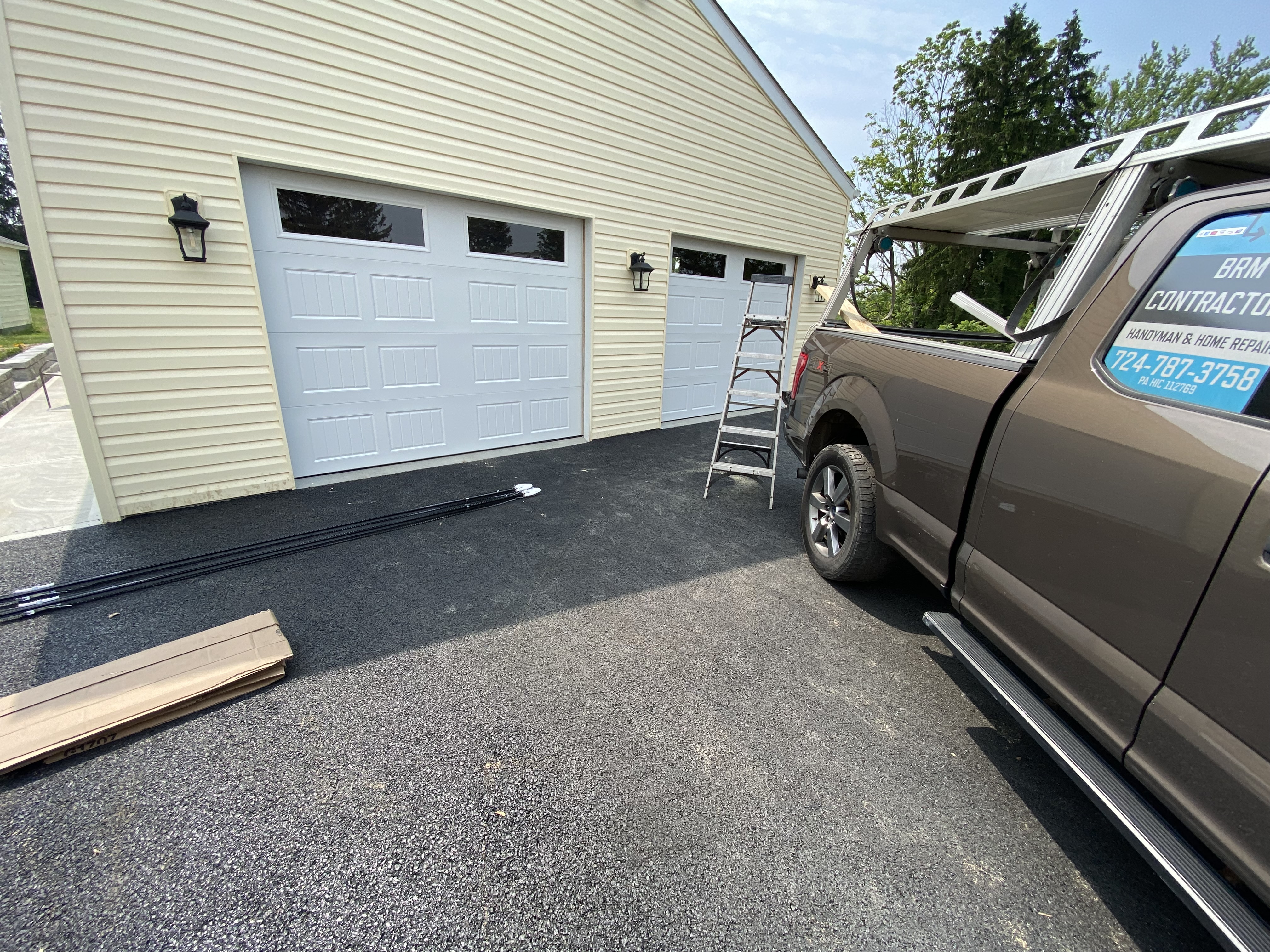 New garage doors and opener install for the new construction project